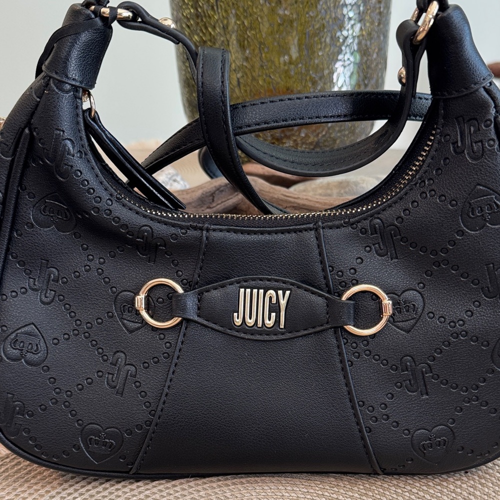Juicy Couture Black Embossed Hobo with Gold Hardware NWT - Picture 2 of 4